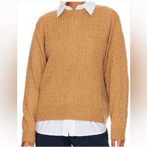 Cashmere Cropped Cable Crew Sweater (camel), XS